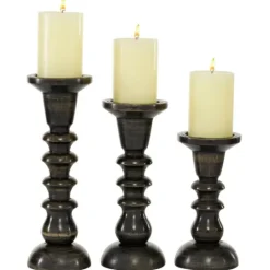 Kirkland's Home Bronze Wood Column Candle Holders, Set Of 3- Candle Holders