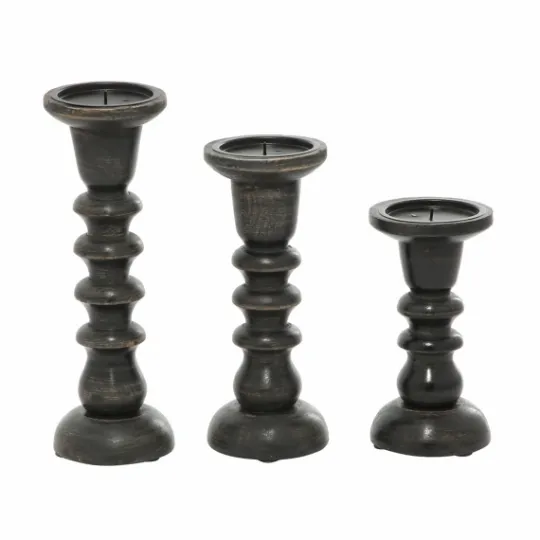 Kirkland's Home Bronze Wood Column Candle Holders, Set Of 3- Candle Holders