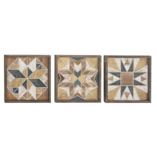 Kirkland's Home Brown Abstract Wood Framed Wall Plaques, Set Of 3- Wall Plaques