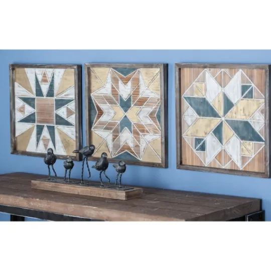 Kirkland's Home Brown Abstract Wood Framed Wall Plaques, Set Of 3- Wall Plaques