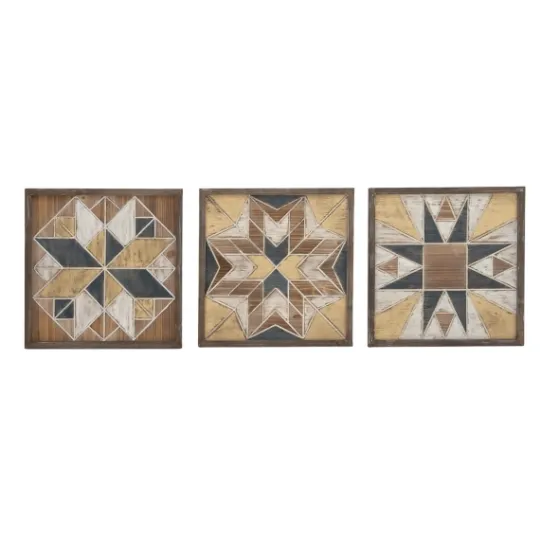 Kirkland's Home Brown Abstract Wood Framed Wall Plaques, Set Of 3- Wall Plaques