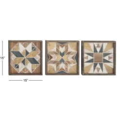 Kirkland's Home Brown Abstract Wood Framed Wall Plaques, Set Of 3- Wall Plaques