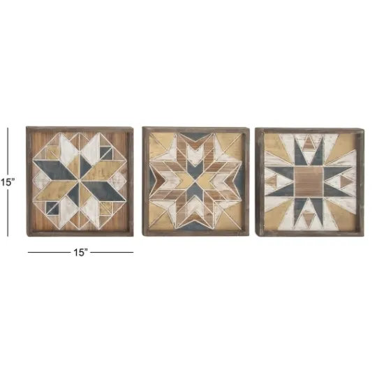Kirkland's Home Brown Abstract Wood Framed Wall Plaques, Set Of 3- Wall Plaques