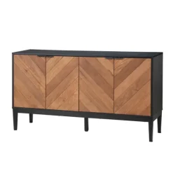Kirkland's Home Brown And Black Wood Chevron 4-Door Sideboard- Cabinets & Sideboards