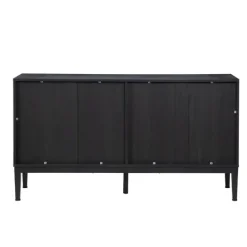 Kirkland's Home Brown And Black Wood Chevron 4-Door Sideboard- Cabinets & Sideboards