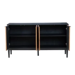 Kirkland's Home Brown And Black Wood Chevron 4-Door Sideboard- Cabinets & Sideboards