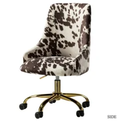 Kirkland's Home Brown And White Upholstered Cow Print Office Chair- Office Furniture