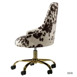 Kirkland's Home Brown And White Upholstered Cow Print Office Chair- Office Furniture