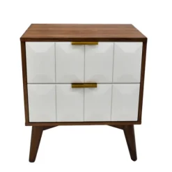 Kirkland's Home Brown And White Wood 2-Drawer Nightstand- Nightstands