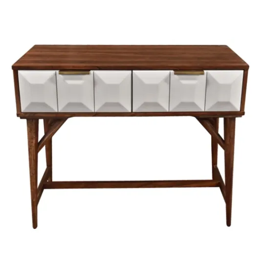 Kirkland's Home Brown And White Wood 2-Drawer Console Table- Console Tables