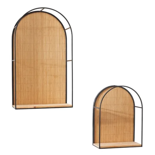 Kirkland's Home Brown Bamboo Arched Modern Wall Shelves, Set Of 2- Shelves