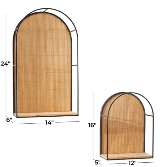 Kirkland's Home Brown Bamboo Arched Modern Wall Shelves, Set Of 2- Shelves