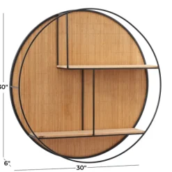 Kirkland's Home Brown Bamboo Modern Wall Shelf- Shelves