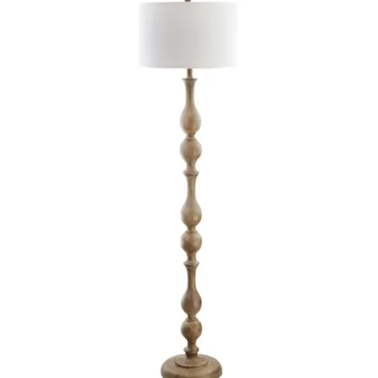 Kirkland's Home Brown Carved Spindle Floor Lamp- Floor Lamps