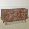 Kirkland's Home Brown Carved Wood Woven 3-Door Sideboard- Cabinets & Sideboards