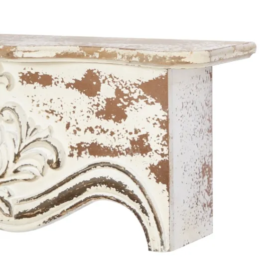 Kirkland's Home Brown Distressed Carved Wood Wall Shelf- Shelves