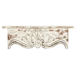 Kirkland's Home Brown Distressed Carved Wood Wall Shelf- Shelves