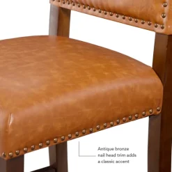 Kirkland's Home Brown Faux Leather Square Classic Counter Stool- Bar Stools & Counter Height Stools