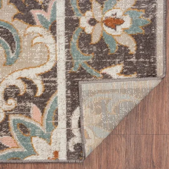 Kirkland's Home Brown Floral Medallion Outdoor Area Rug, 5X7- Outdoor Rugs