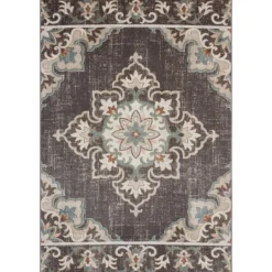 Kirkland's Home Brown Floral Medallion Outdoor Area Rug, 7X9- Outdoor Rugs
