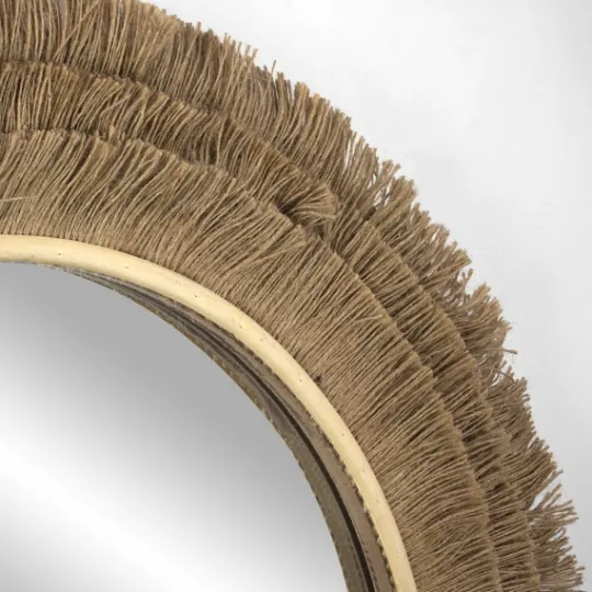 Kirkland's Home Brown Fringe Jute Round Wall Mirror- Decorative Mirrors