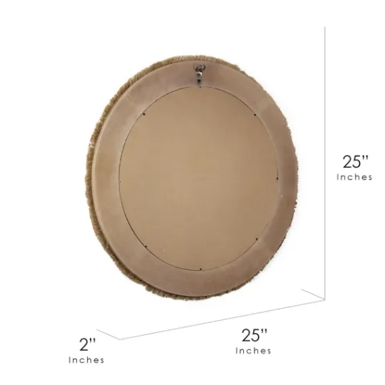 Kirkland's Home Brown Fringe Jute Round Wall Mirror- Decorative Mirrors