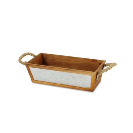Kirkland's Home Brown Galvanized Tapered Box With Rope Handles- Baskets & Boxes