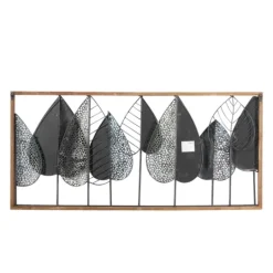 Kirkland's Home Brown Metal And Wood Leaves Wall Plaque- Wall Plaques