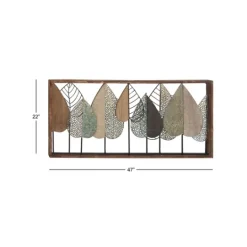 Kirkland's Home Brown Metal And Wood Leaves Wall Plaque- Wall Plaques