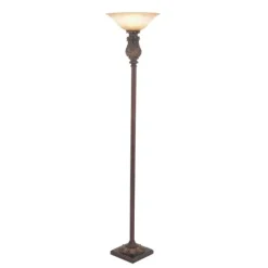 Kirkland's Home Brown Metal Carved Base Uplight Floor Lamp- Floor Lamps