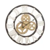 Kirkland's Home Brown Metal Open Face Gold Gears Wall Clock- Clocks