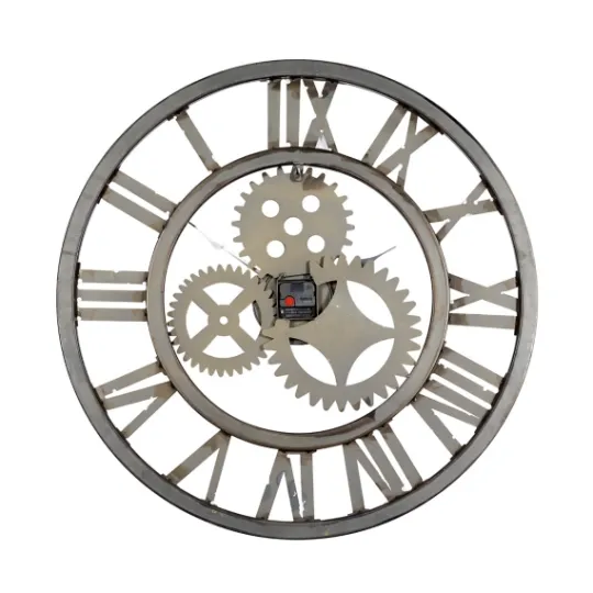 Kirkland's Home Brown Metal Open Face Gold Gears Wall Clock- Clocks