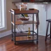 Kirkland's Home Brown Norcross Industrial Rolling Bar Cart- Kitchen Islands & Bar Carts