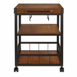 Kirkland's Home Brown Norcross Industrial Rolling Bar Cart- Kitchen Islands & Bar Carts