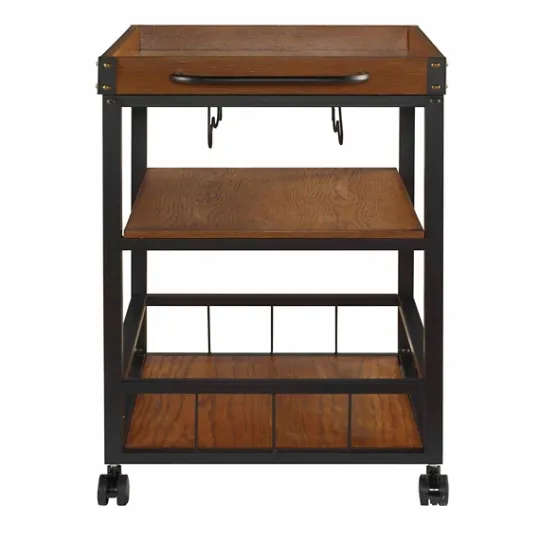 Kirkland's Home Brown Norcross Industrial Rolling Bar Cart- Kitchen Islands & Bar Carts