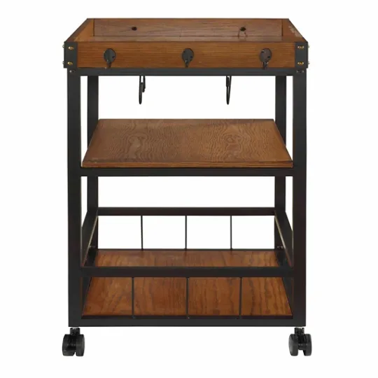 Kirkland's Home Brown Norcross Industrial Rolling Bar Cart- Kitchen Islands & Bar Carts