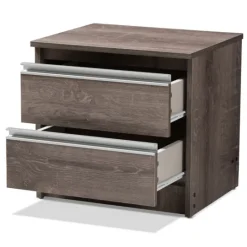 Kirkland's Home Brown Oak Wood Finish 2-Drawer Nightstand- Nightstands