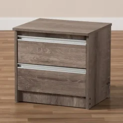 Kirkland's Home Brown Oak Wood Finish 2-Drawer Nightstand- Nightstands