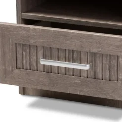 Kirkland's Home Brown Oak Wood Finish Open Shelf Nightstand- Nightstands
