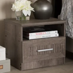 Kirkland's Home Brown Oak Wood Finish Open Shelf Nightstand- Nightstands
