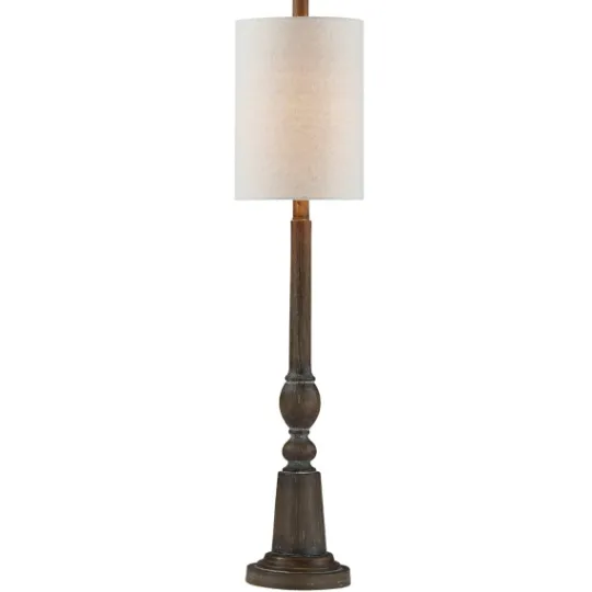 Kirkland's Home Brown Resin Traditional Candlestick Buffet Lamp- Buffet Lamps
