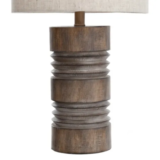 Kirkland's Home Brown Ribbed Wood Finish Table Lamp- Table Lamps