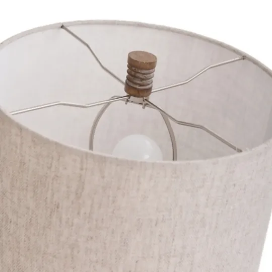 Kirkland's Home Brown Ribbed Wood Finish Table Lamp- Table Lamps