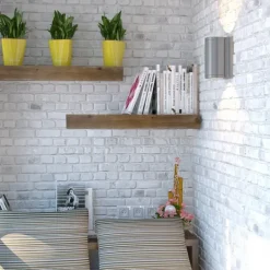 Kirkland's Home Brown Rustic Floating Wooden Shelf- Shelves