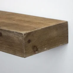Kirkland's Home Brown Rustic Floating Wooden Shelf- Shelves