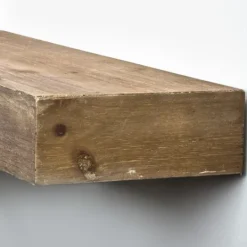 Kirkland's Home Brown Rustic Floating Wooden Shelf- Shelves