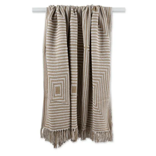 Kirkland's Home Brown Stone Square Stripes Throw- Blankets & Throws