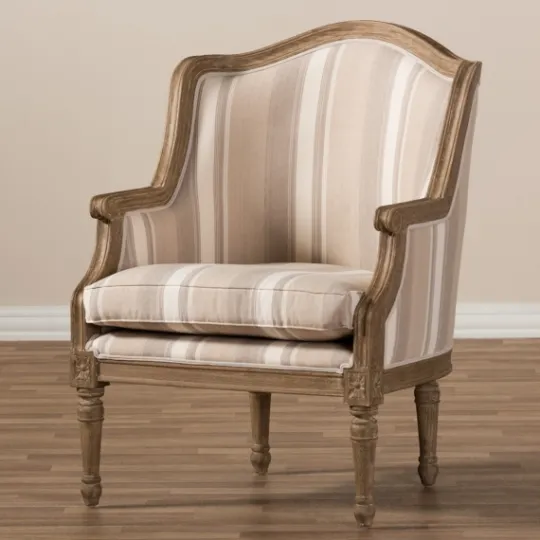 Kirkland's Home Brown Striped Upholstered Accent Chair- Accent Chairs