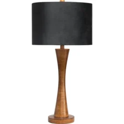 Kirkland's Home Brown Tapered Base Velvet Shade Table Lamp- Table Lamps