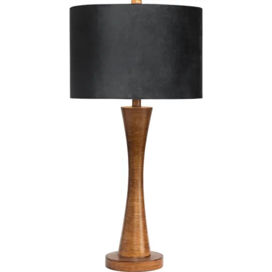 Kirkland's Home Brown Tapered Base Velvet Shade Table Lamp- Table Lamps